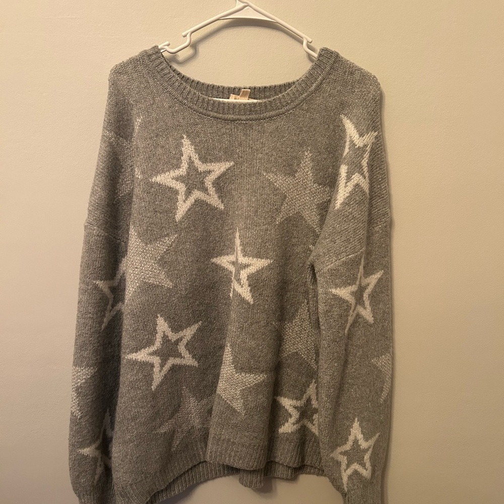 Hippie Rose Gray Star Sweater XL women